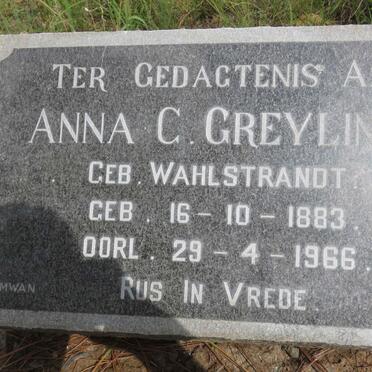 GREYLING Jan B.C. 1881-1954 &amp; Anna C. WAHLSTRANDT 1883-1966