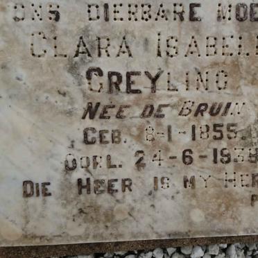 GREYLING Clara Isabella nee DE BRUIN 1855-1938