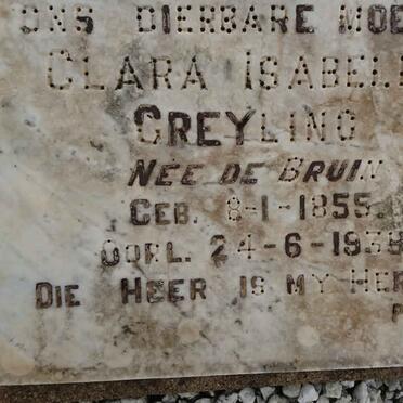 GREYLING Clara Isabella nee DE BRUIN 1855-1938