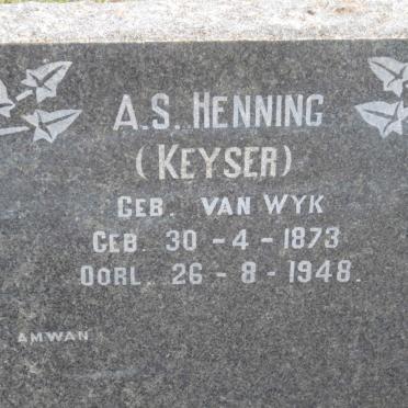 HENNING A.S. formerly KEYSER nee VAN WYK 1873-1948