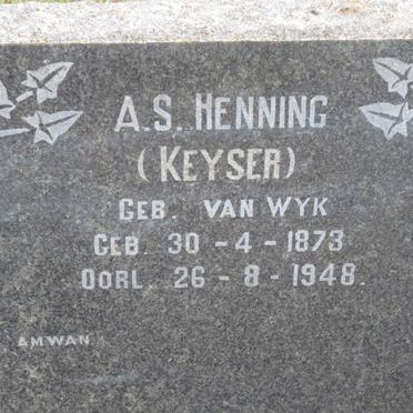 HENNING A.S. formerly KEYSER nee VAN WYK 1873-1948