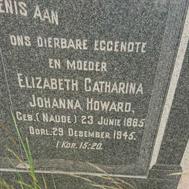 HOWARD Elizabeth Catharina Johanna nee NAUDE 1865-1945