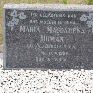 HUMAN Maria Magdalena nee V.D. BERG 1878-1956