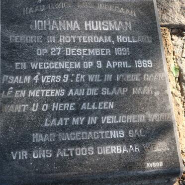 HUISMAN Johanna 1891-1969