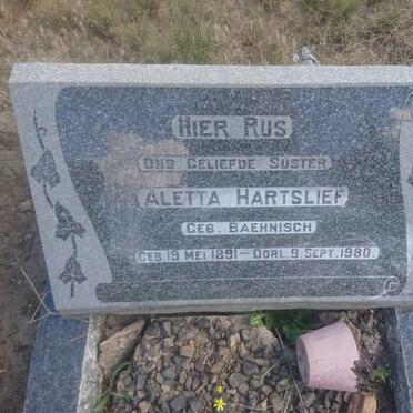 HARTSLIEF Aletta nee BAEHNISCH 1891-1980