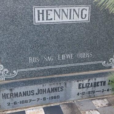 HENNING Hermanus Johannes 1867-1960 &amp; Elizabeth Anna 1870-1950