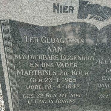 KOCK Marthinus J., de 1865-1942 &amp; Aletta ADENDORFF 1874-1966