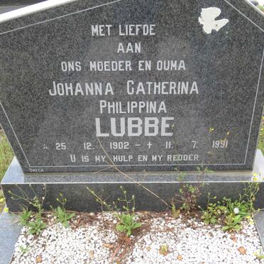 LUBBE Johanna Catherina Philippina 1902-1991
