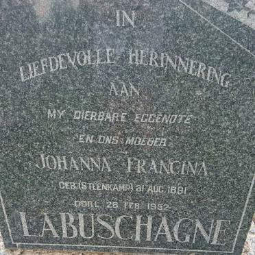 LABUSCHAGNE Johanna Francina nee STEENKAMP 1891-1952