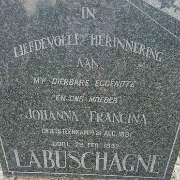 LABUSCHAGNE Johanna Francina nee STEENKAMP 1891-1952
