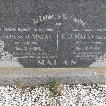 MALAN Lourens J. 1882-1948 &amp; E.J. DE WET 1885-1974