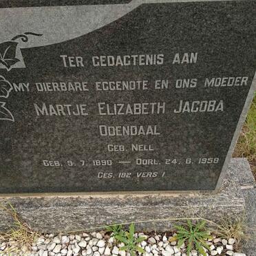 ODENDAAL Martje Elizabeth Jacoba nee NELL 1890-1958