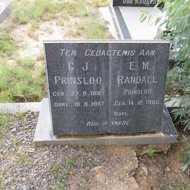 PRINSLOO C.J. 1884-1967 &amp; E.M. RANDALL formerly PRINSLOO 1906-