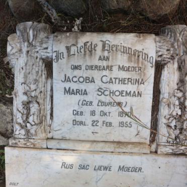 SCHOEMAN Jacoba Catherina Maria nee LOURENS 1870-1955