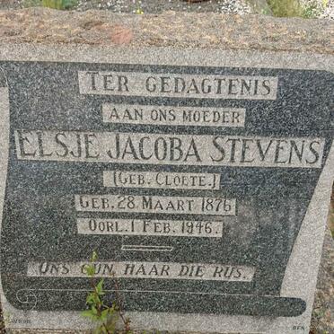 STEVENS Elsje Jacoba nee CLOETE 1876-1946