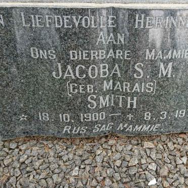 SMITH Jacoba S.M. nee MARAIS 1900-1973