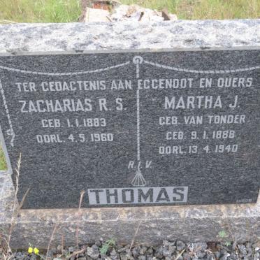 THOMAS Zacharias R.S. 1883-1960 &amp; Martha J. VAN TONDER 1888-1940
