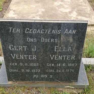 VENTER Gert J. 1882-1973 &amp; Ella 1887-1975