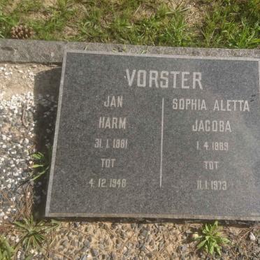 VORSTER Jan Harm 1881-1948 &amp; Sophia Aletta Jacoba 1889-1973