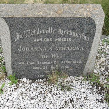 WET Johanna Catharina, de nee VAN STADEN 1888-1950