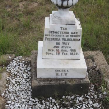 WET Fredrika Wilhelmina, de nee STEYN 1881-1938