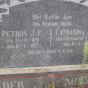 ? Petrus J.P. 1870-1953 &amp; Catharina J.S. GREYLING 1871-1953