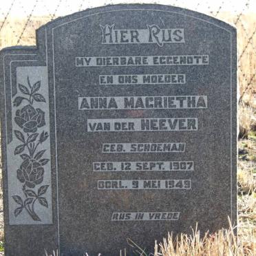 HEEVER Anna Magrietha, van der nee SCHOEMAN 1907-1949 