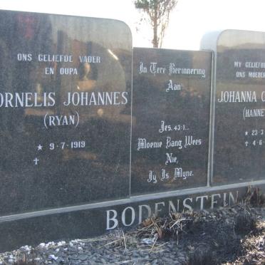 BODENSTEIN Cornelis Johannes 1919- &amp; Johanna Catharina 1923-1990