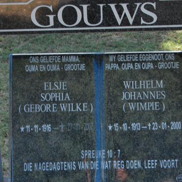 GOUWS Wilhelm Johannes 1913-2000 &amp; Elsje Sophia WILKE 1916-2007