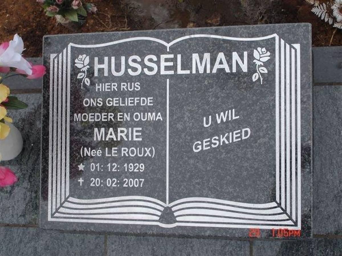 HUSSELMAN Maria Catherina nee LE ROUX 1929-2007