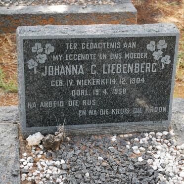 LIEBENBERG Johanna C. nee VAN NIEKERK 1904-1958