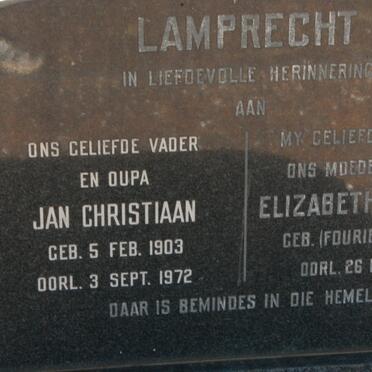 LAMPRECHT Jan Christiaan 1903-1972 &amp; Elizabeth Johanna FOURIE 1904-1970