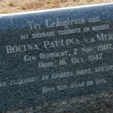 MERWE Rocina Paulina, v.d nee HERHOLDT 1907-1947