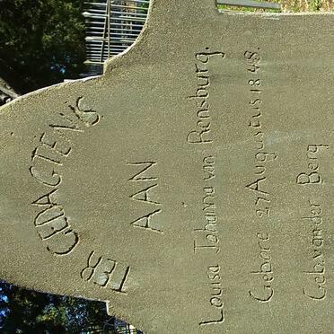 RENSBURG Louisa Johanna, van nee VAN DER BERG 1848-1927