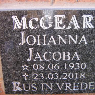 MCGEAR Johanna Jacoba 1930-2018