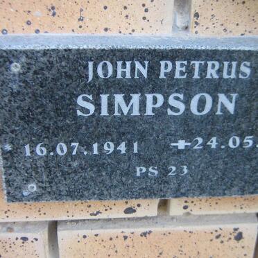 SIMPSON John Petrus 1941-2008