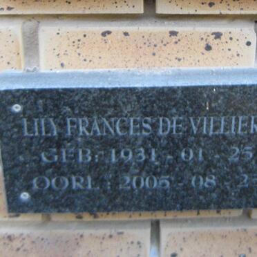 VILLIERS Lily Frances, de 1931-2005