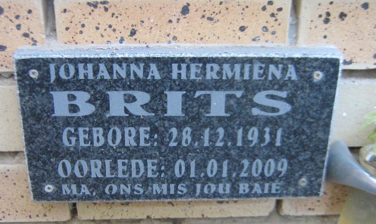 BRITS Johanna Hermiena 1931-2009