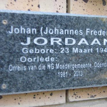 JORDAAN Johannes Frederick 1947-