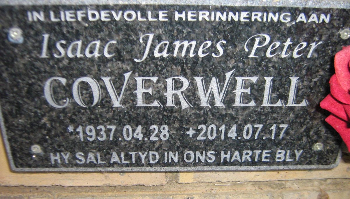 COVERWELL Isaac James Peter 1937-2014