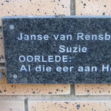 RENSBURG Suzie, Janse van