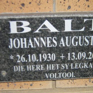 BALT Johannes Augustus 1930-2009