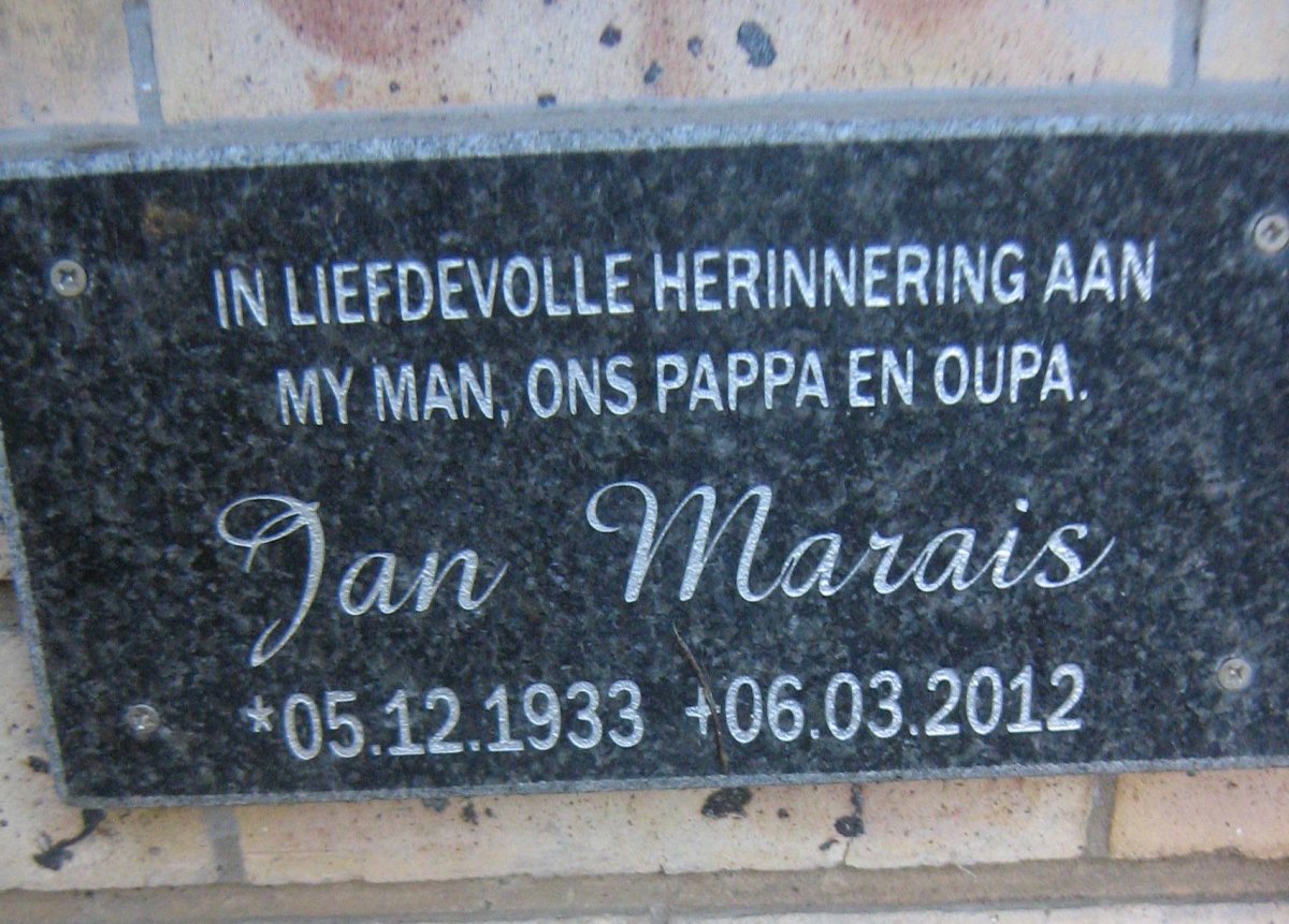 MARAIS Jan 1933-2012