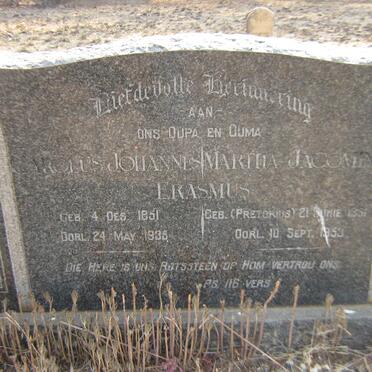 ERASMUS Carolus Johannes 1851-1935 &amp; Martha Jacomina PRETORIUS 1861-1953