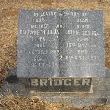 BRIDGER John George 1853-1939 &amp;  Elizabeth Julia Ellen 1857-1935
