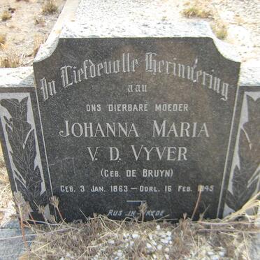 VYVER Johanna Maria v.d. nee DE BRUYN 1863-1945