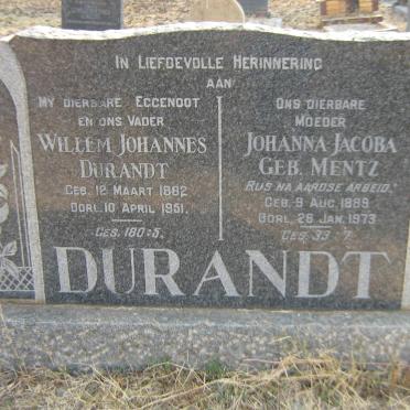 DURANDT Willem Johannes 1882-1951 &amp; Johanna Jacoba MENTZ 1889-1973
