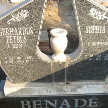 BENADE Gerhardus Petrus 1921-1998 &amp; Sophia M.A. 1926-2006