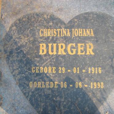 BURGER Christina Johana 1916-1998