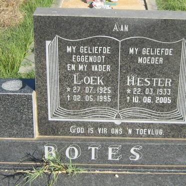 BOTES Loek 1925-1995 &amp; Hester 1933-2005